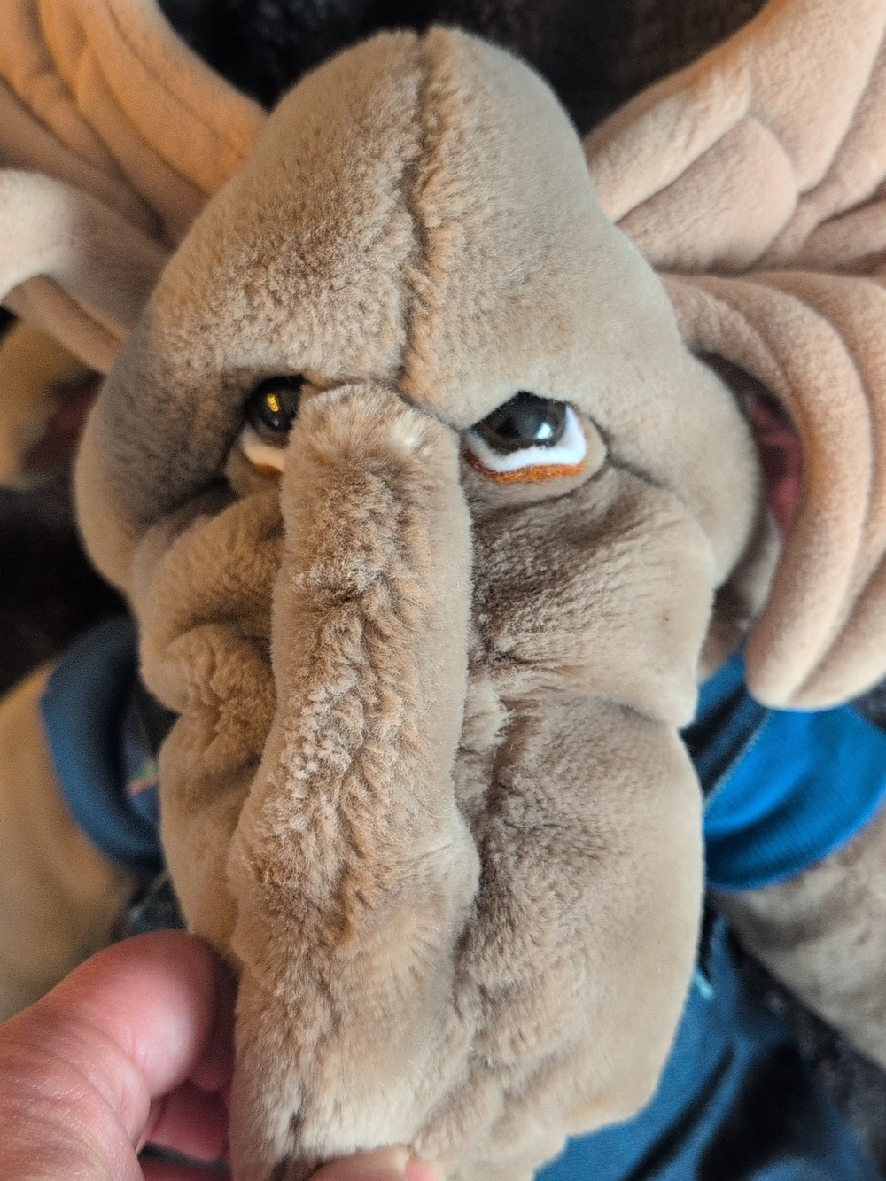 Vintage Ganz 1982 Wrinkles Moose Plush Hand Puppet Denim Overalls - Picture 4 of 15